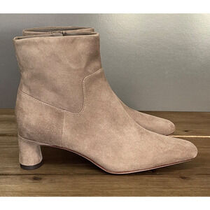 Vince Women's Hela Ankle Booties Size 5 Taupe Suede Low Heel Zip Up